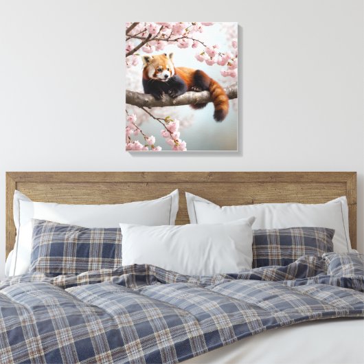 Roter Panda in einem Kirschbaum Leinwanddruck (Insitu (Schlafzimmer))
