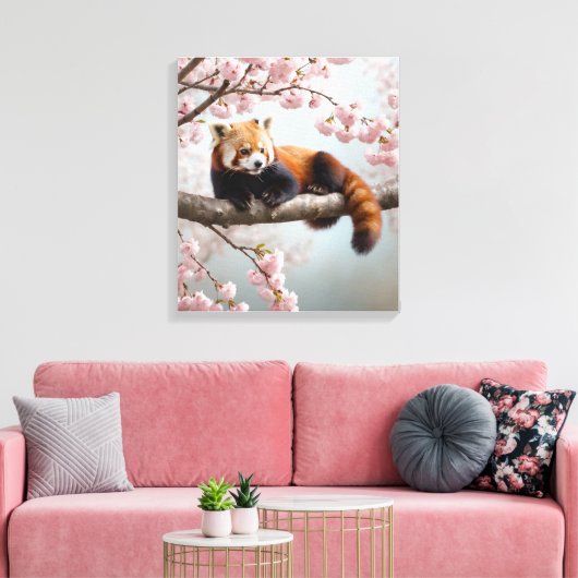 Roter Panda in einem Kirschbaum Leinwanddruck (Insitu (Wohnzimmer))