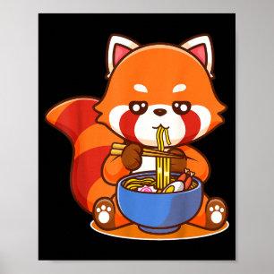 Roter Panda isst Ramen japanische Suppe Zoo Tier Z Poster