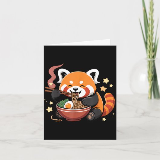 Roter Panda isst Ramen-Nudeln Karte (Vorderseite)