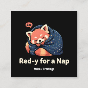 Roter Panda Kawaii - Cute Sleepy Red Panda Kawaii  Quadratische Visitenkarte