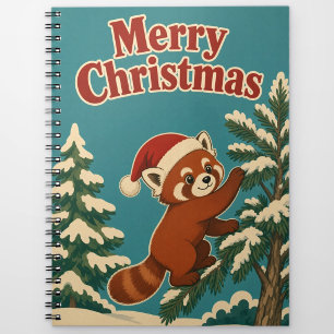 Roter Panda Kiefernrand Tier Weihnachten Notizblock