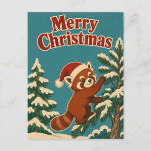 Roter Panda Kiefernrand Tier Weihnachten Postkarte