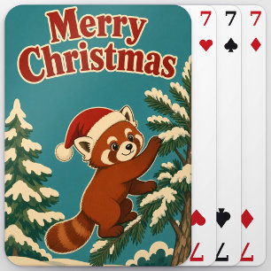 Roter Panda Kiefernrande Tier Weihnachten Spielkarten