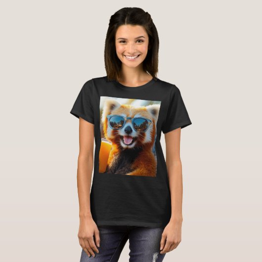 Roter Panda mit cooler Sonnenbrille T-Shirt (Vorne ganz)