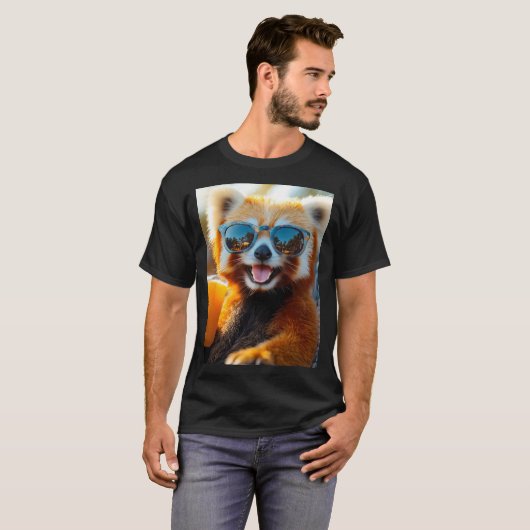 Roter Panda mit cooler Sonnenbrille T-Shirt (Vorne ganz)