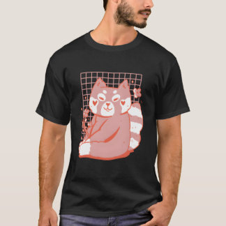 Roter Panda mit farbenfrohen Blumen für Kinder T-Shirt