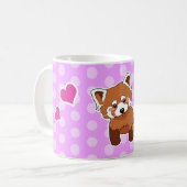 Roter Panda mit Herzen und rosa Tupfen Kaffeetasse (Vorderseite Links)