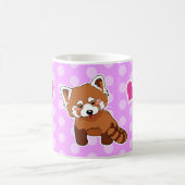 Roter Panda mit Herzen und rosa Tupfen Kaffeetasse (Mittel)