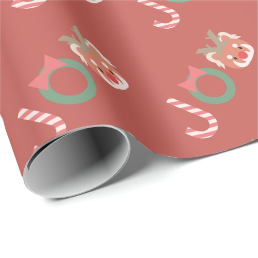 Roter Panda mit Rentier-Headpiece-Wrapping Paper Geschenkpapier (Rolleneckpunkt)