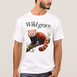 Roter Panda mit Rhododendron-Blüten Kunstprint T-Shirt