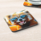 Roter Panda mit Smoothie Getränkeuntersetzer (Linke Seite)
