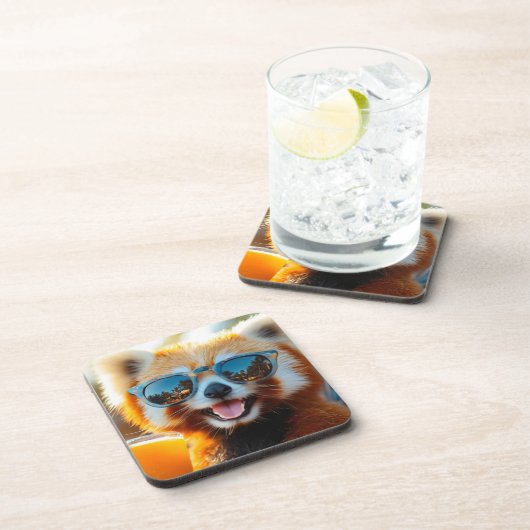 Roter Panda mit Smoothie Getränkeuntersetzer (Rechte Seite)