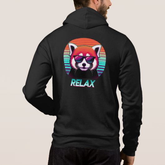 Roter Panda mit Sonnenbrille mit dem Wort Relax Hoodie (Rückseite)