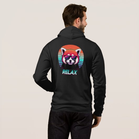 Roter Panda mit Sonnenbrille mit dem Wort Relax Hoodie (Schwarz voll)