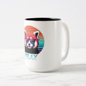 Roter Panda mit Sonnenbrille mit dem Wort Relax Zweifarbige Tasse (VorderseiteRechts)