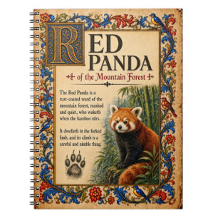 Roter Panda, mittelalterliche Bestiarien-Kunst Notizblock