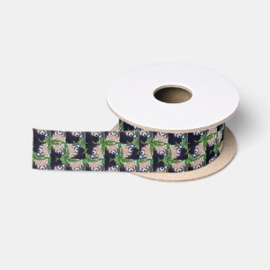 Roter Panda-Muster Satinband