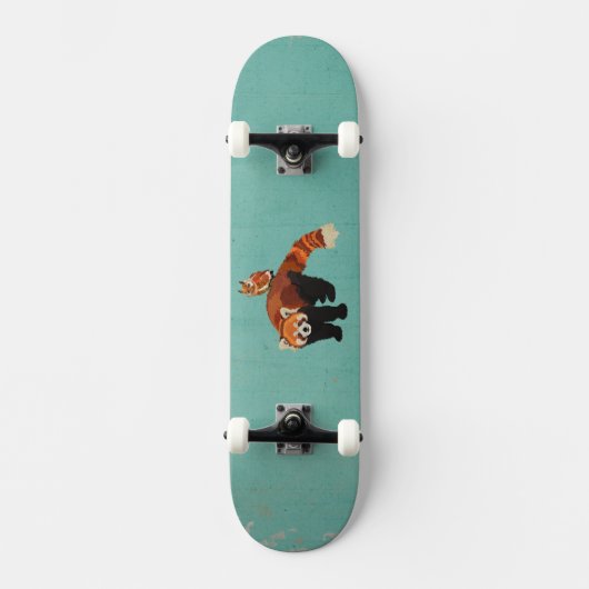 Roter Panda & Owl Skateboard (Vorderseite)