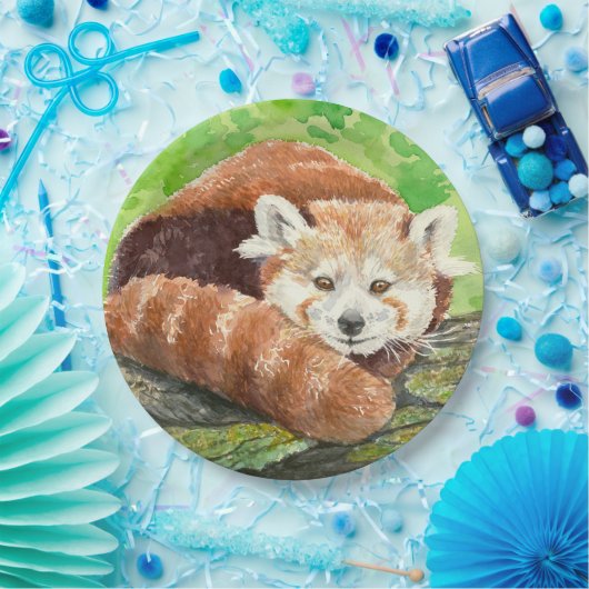 Roter Panda Pappteller (Party)