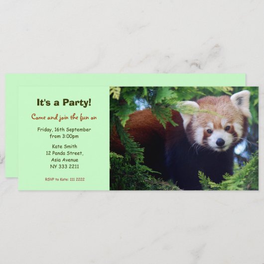 Roter Panda-Party Einladung (Vorne/Hinten)