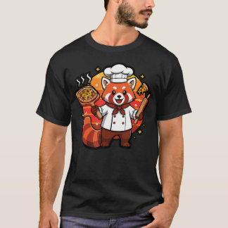 Roter Panda Pizza Koch Kochen T-Shirt