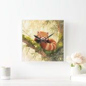 Roter Panda Quadratische Wanduhr (Zuhause)