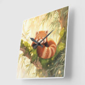 Roter Panda Quadratische Wanduhr (Winkel)
