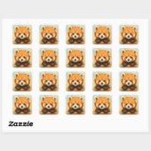 Roter Panda Quadratischer Aufkleber (Blatt)