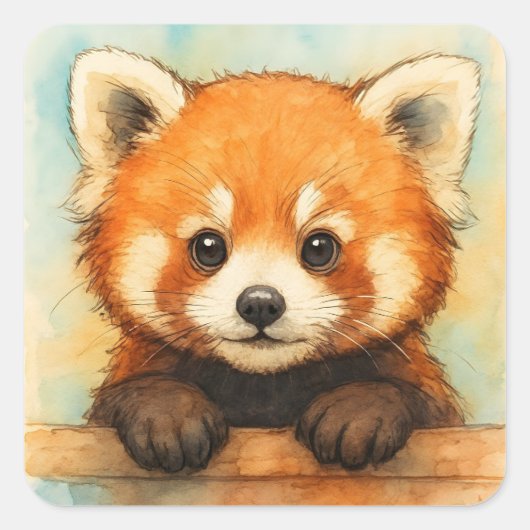 Roter Panda Quadratischer Aufkleber (Vorderseite)
