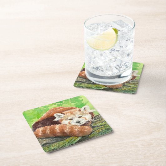 Roter Panda Rechteckiger Pappuntersetzer (Vor Ort)