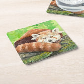 Roter Panda Rechteckiger Pappuntersetzer (angewinkelt)