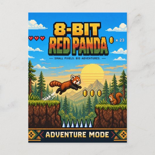 Roter Panda, Retro-8-Bit-Pixel-Art Postkarte (Vorderseite)