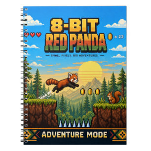 Roter Panda, Retro-8-Bit-Pixelkunst Notizblock