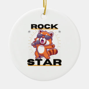Roter Panda: Rock Star Keramik Ornament