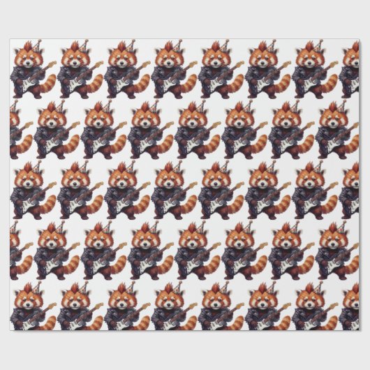 Roter Panda Rocker Geburtstags-Geschenkpapier Geschenkpapier (Flach)