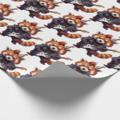 Roter Panda Rocker Geburtstags-Geschenkpapier Geschenkpapier (Ecke)