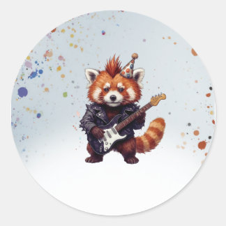Roter Panda Rocker Geburtstagsaufkleber Runder Aufkleber