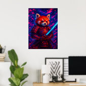 Roter Panda Samurai mit Gflüsterer Katana-Fantasie Poster (Heimbüro)