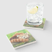 Roter Panda Steinuntersetzer (Seitenansicht)