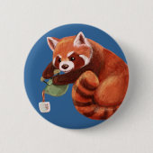 Roter Panda-Tee-Zeit Button (Vorderseite)