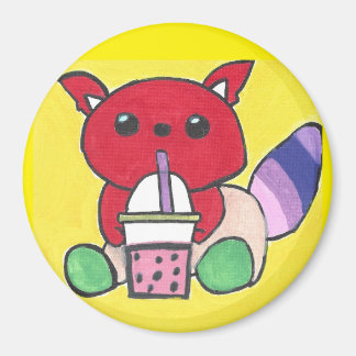 Roter Panda trinkt Boba Magnet