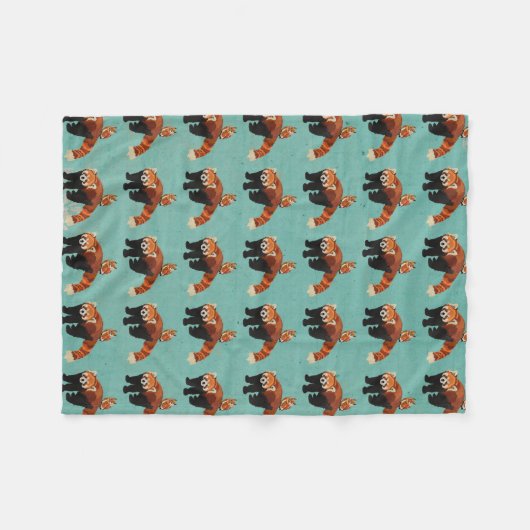 Roter Panda-u. Eulen-Fleece-Decke Fleecedecke (Vorderseite (Horizontal))