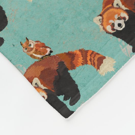 Roter Panda-u. Eulen-Fleece-Decke Fleecedecke (Ecke)