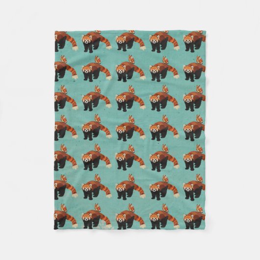 Roter Panda-u. Eulen-Fleece-Decke Fleecedecke (Vorderseite)