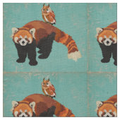 Roter Panda-u. Eulen-Gewebe Stoff (Nahaufnahme)