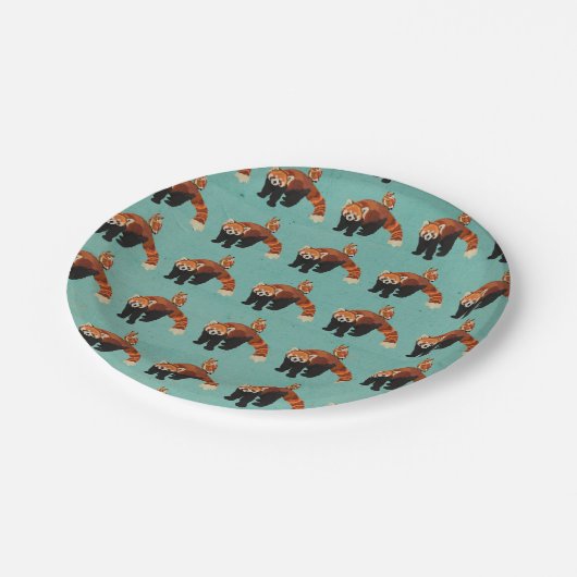 Roter Panda u. Eulen-PapierTeller Pappteller (Schrägansicht)