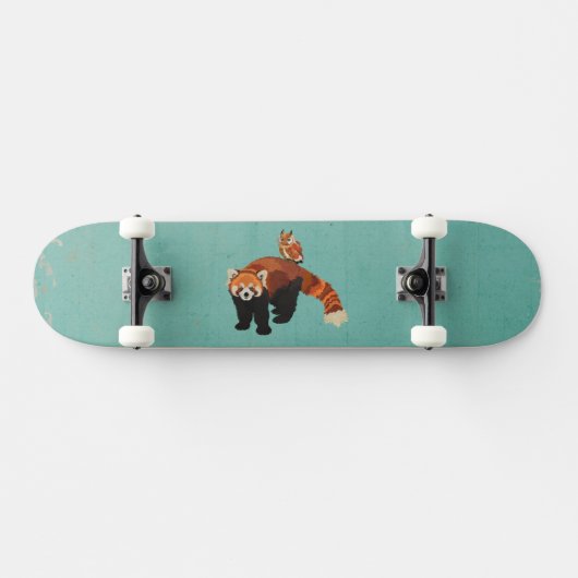 Roter Panda-u. Eulen-Skateboard Skateboard (Horizontal)