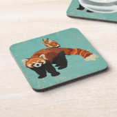 Roter Panda-u. Eulen-Untersetzer Untersetzer (Linke Seite)