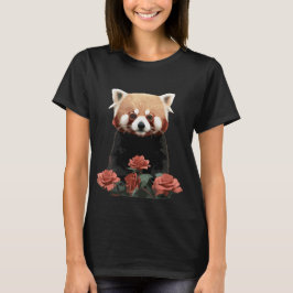 Roter Panda und Rose T-Shirt